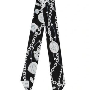 BNIB Authentic TIFFANY & CO. 100% Silk Printed Twilly Black Silver